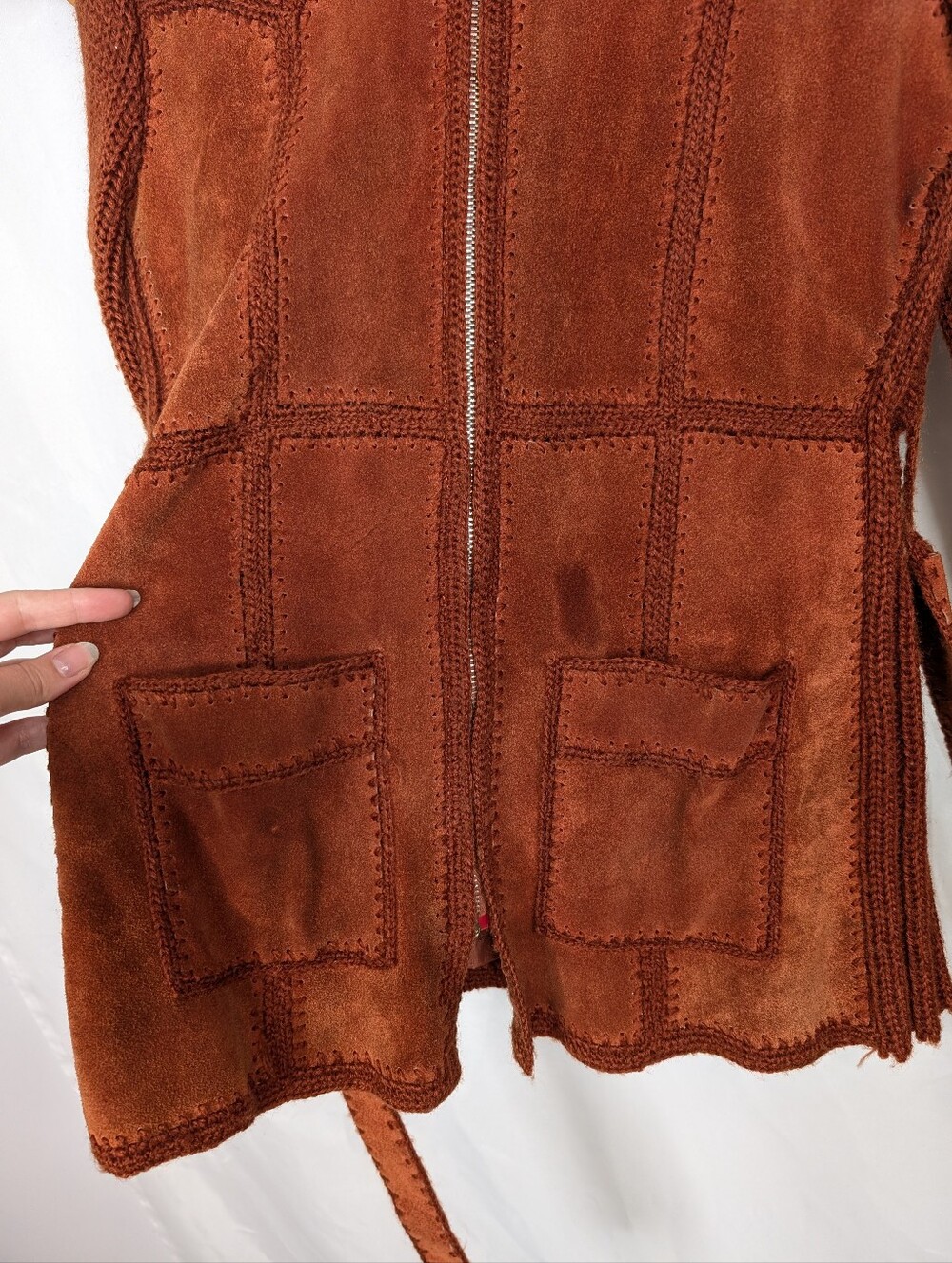 Exclusive Imports Vintage 1970s Leather Suede Knit Sweater Jacket - Size Medium - Picture 5 of 8